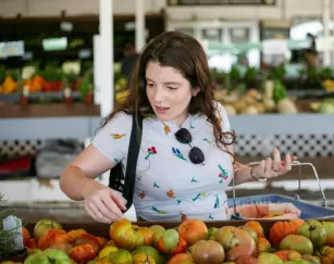 Woman Shop Farmers Market Fruit Vegetable