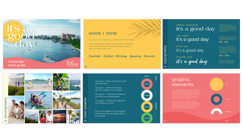 A visual breakdown of the Good Day campaign and style guide