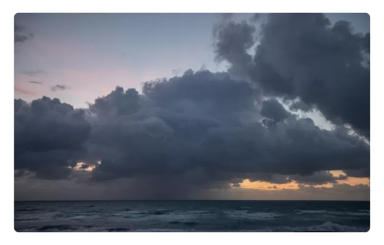 rain clouds at beach